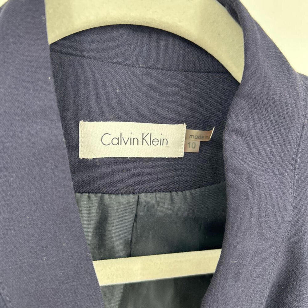 Women's Calvin Klein Cap Sleeve Crossover Wrap Navy Blue Dress 10 - Picture 3 of 6